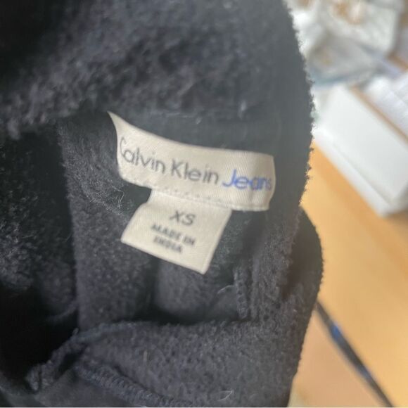 Calvin Klein Women Performance Black White Cropped Pullover Hoodie Sz XS - Picture 6 of 7